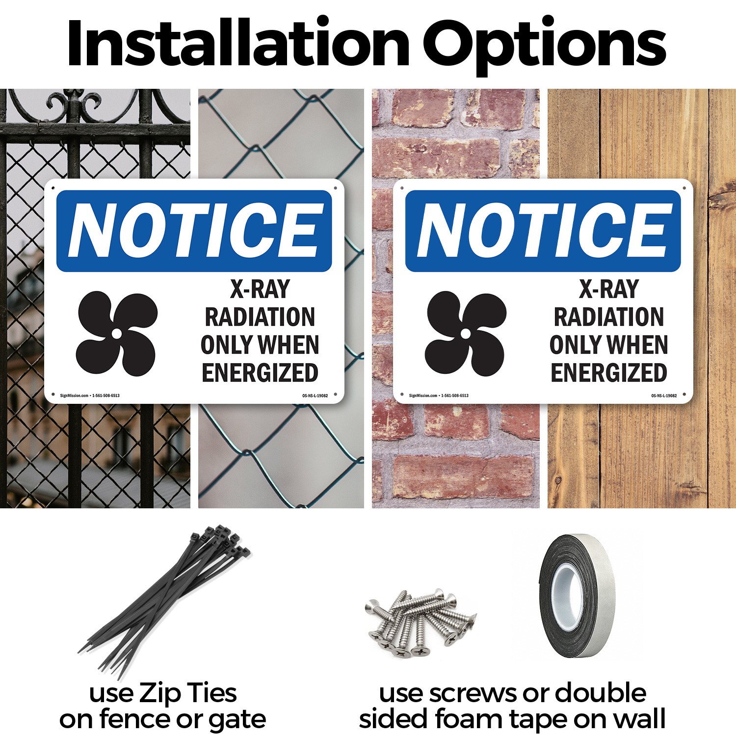 X-Ray Radiation Only When Energized OSHA Notice Sign Or Decal – 5 or 10 Pack