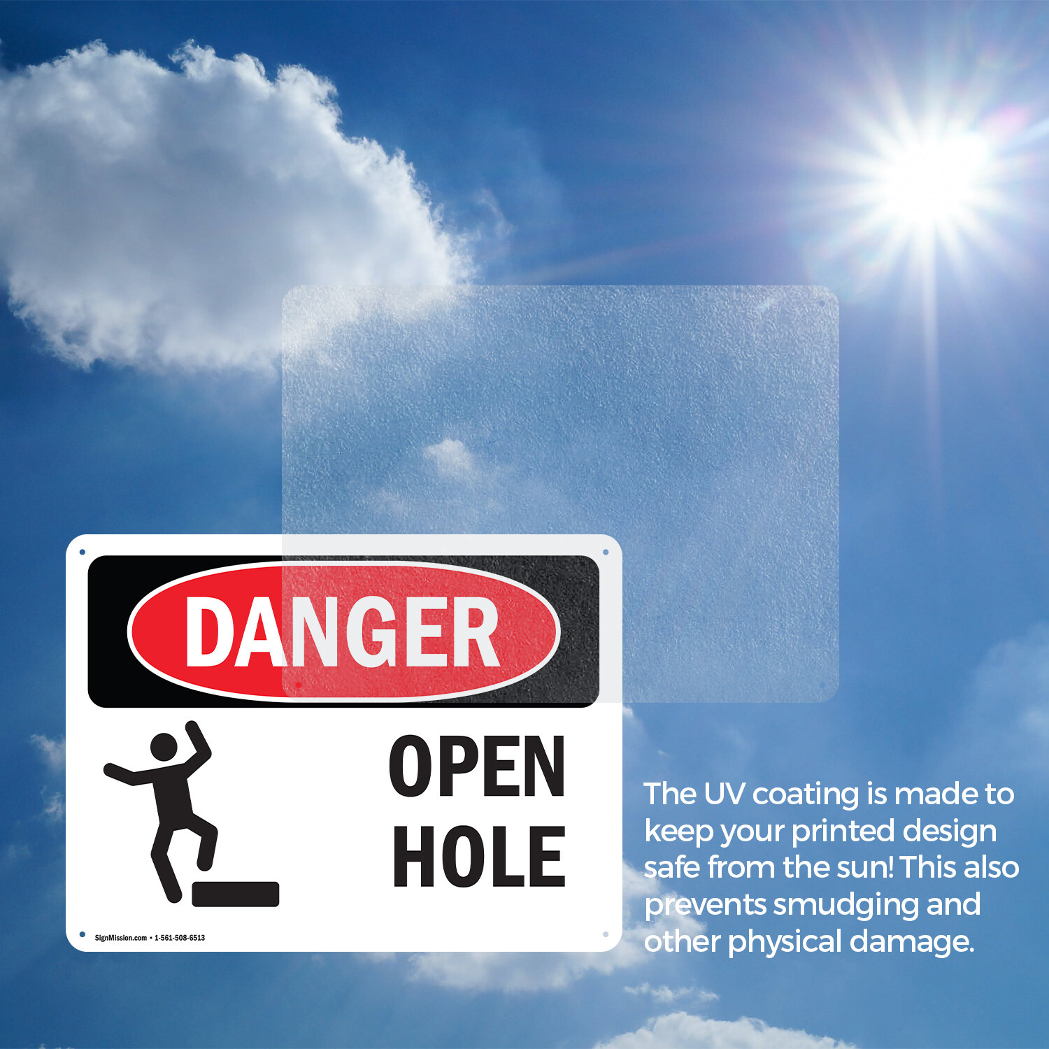 (2 Pack) Open Hole OSHA Danger Sign Decal Metal Plastic