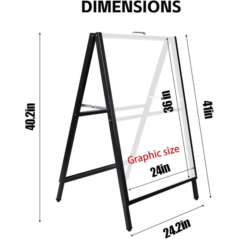 Foldable A Frame Sidewalk Sign Double Sided Display Portable Outdoor Advertising
