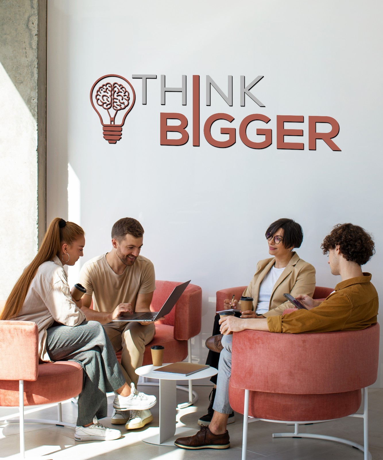 THINK BIGGER 3D Wall Sign – Laser Cut Wooden Motivational Quote – Custom Colors