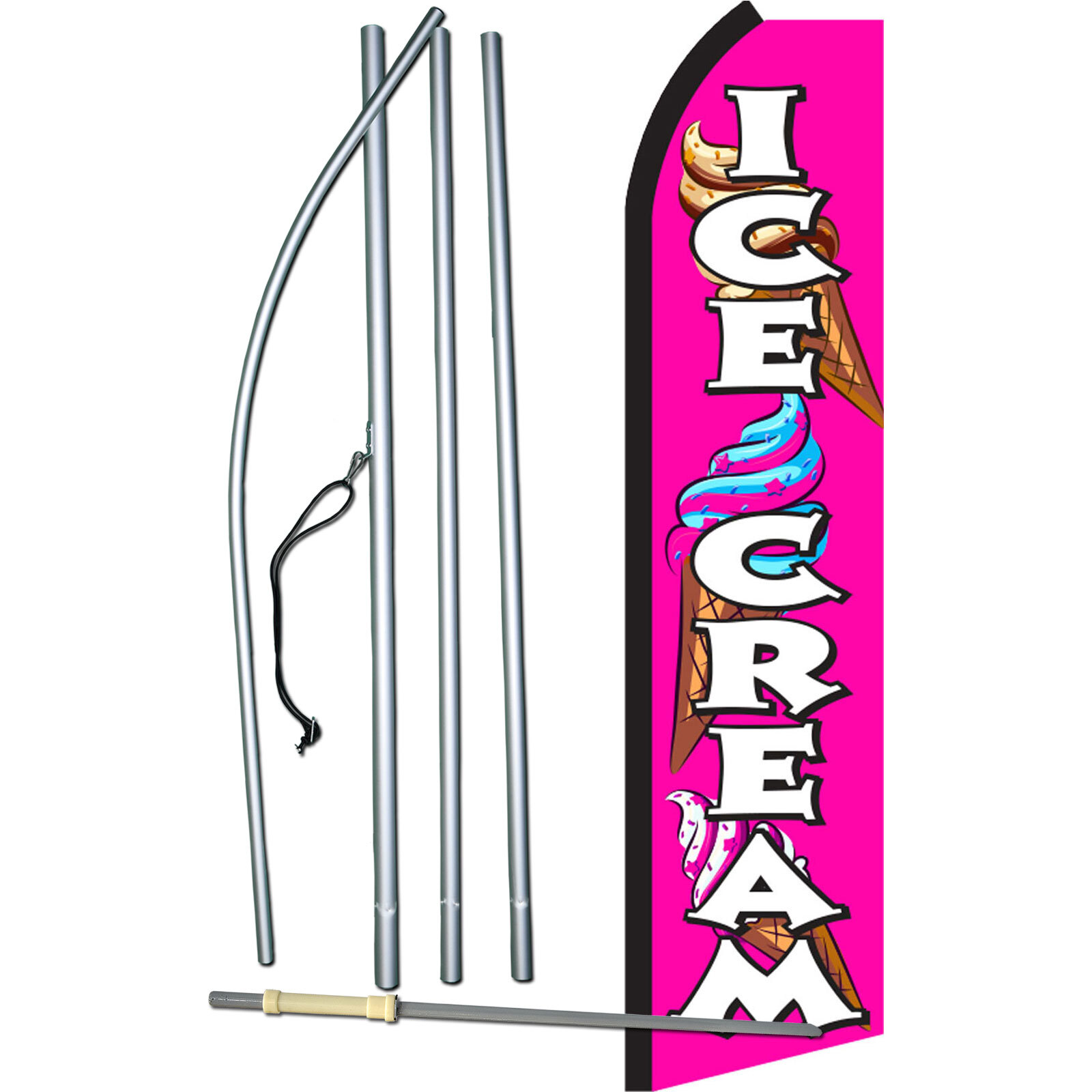Ice Cream Pink/White Complete Swooper Flag Bundle