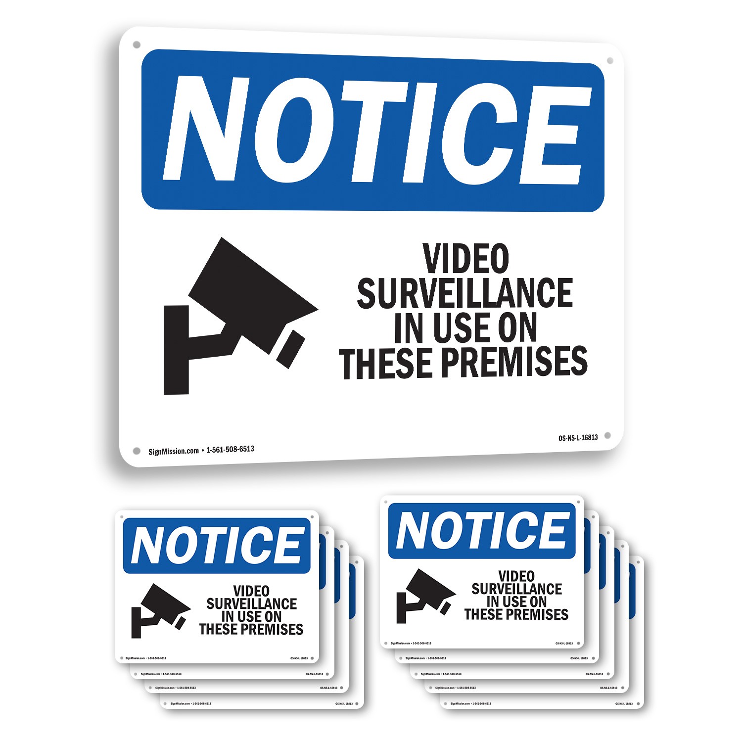 Video Surveillance In Use On These Premises OSHA Notice Sign, Decal 5 or 10 Pack
