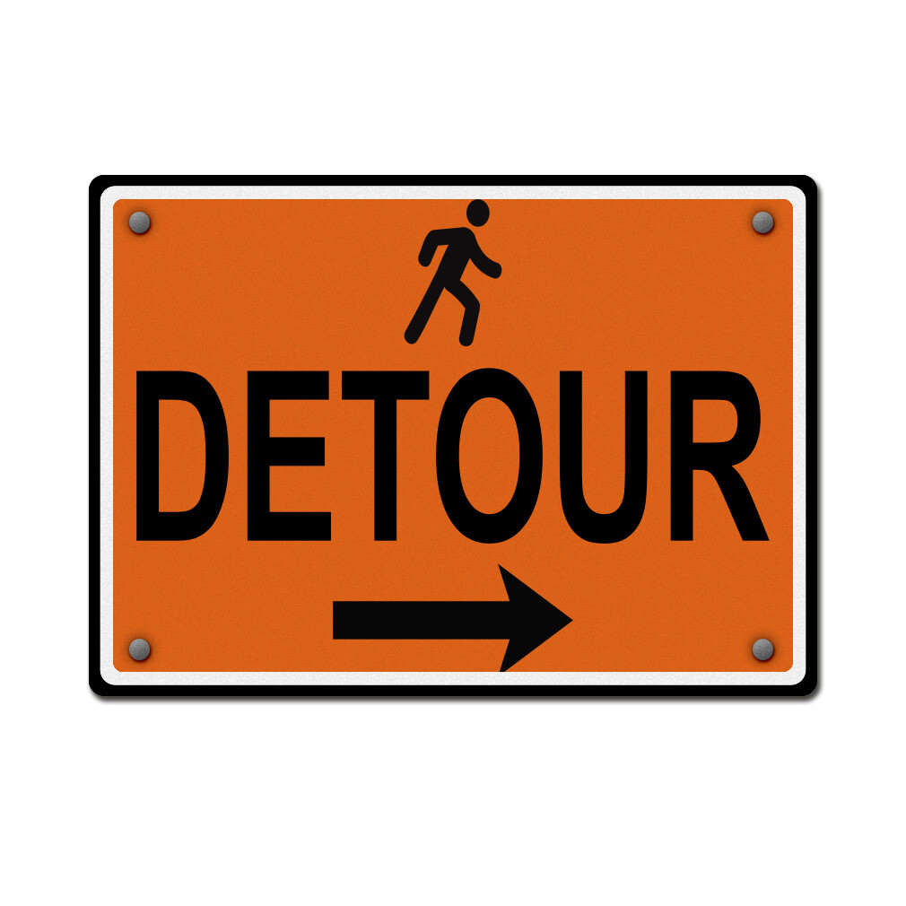 Horizontal Metal Sign Right Arrow Pedestrian Detour Traffic Temporary Warning