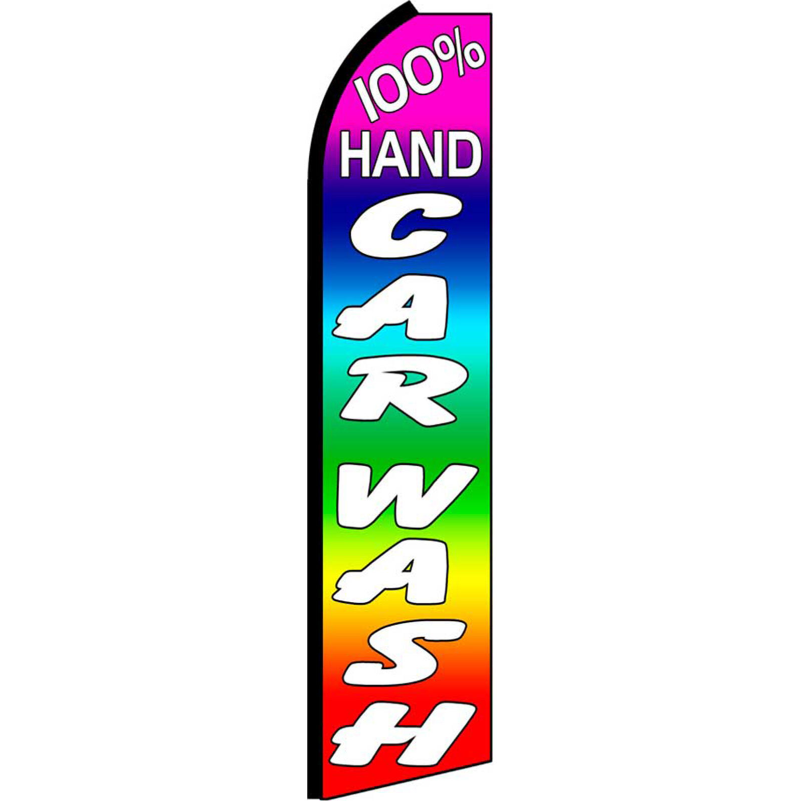 Hand Carwash 100% Multi Color 3 ft X 11 1/2 ft Swooper Flag (Flag Only)