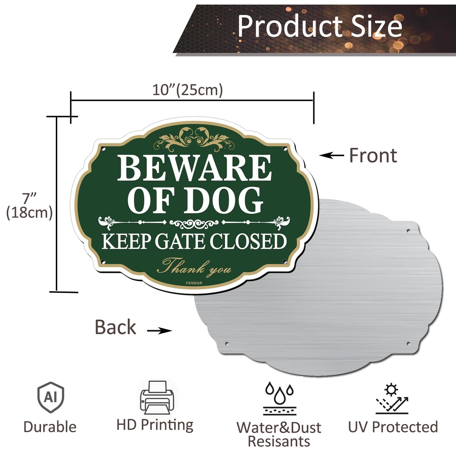 Beware Of Dog Keep Gate Closed Sign 2 Pack 10×7 Inch Aluminum Private Property