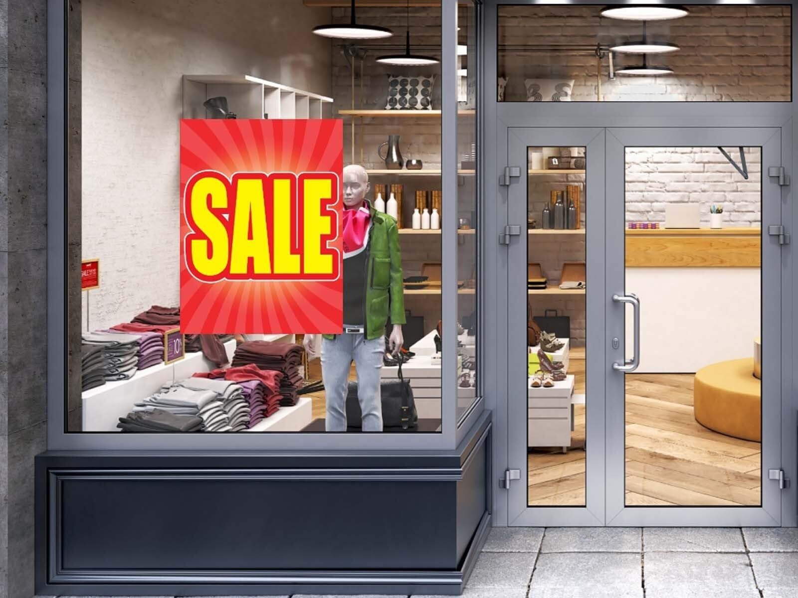 Sale | Retail Window Display Sign | 18″W x 24″H