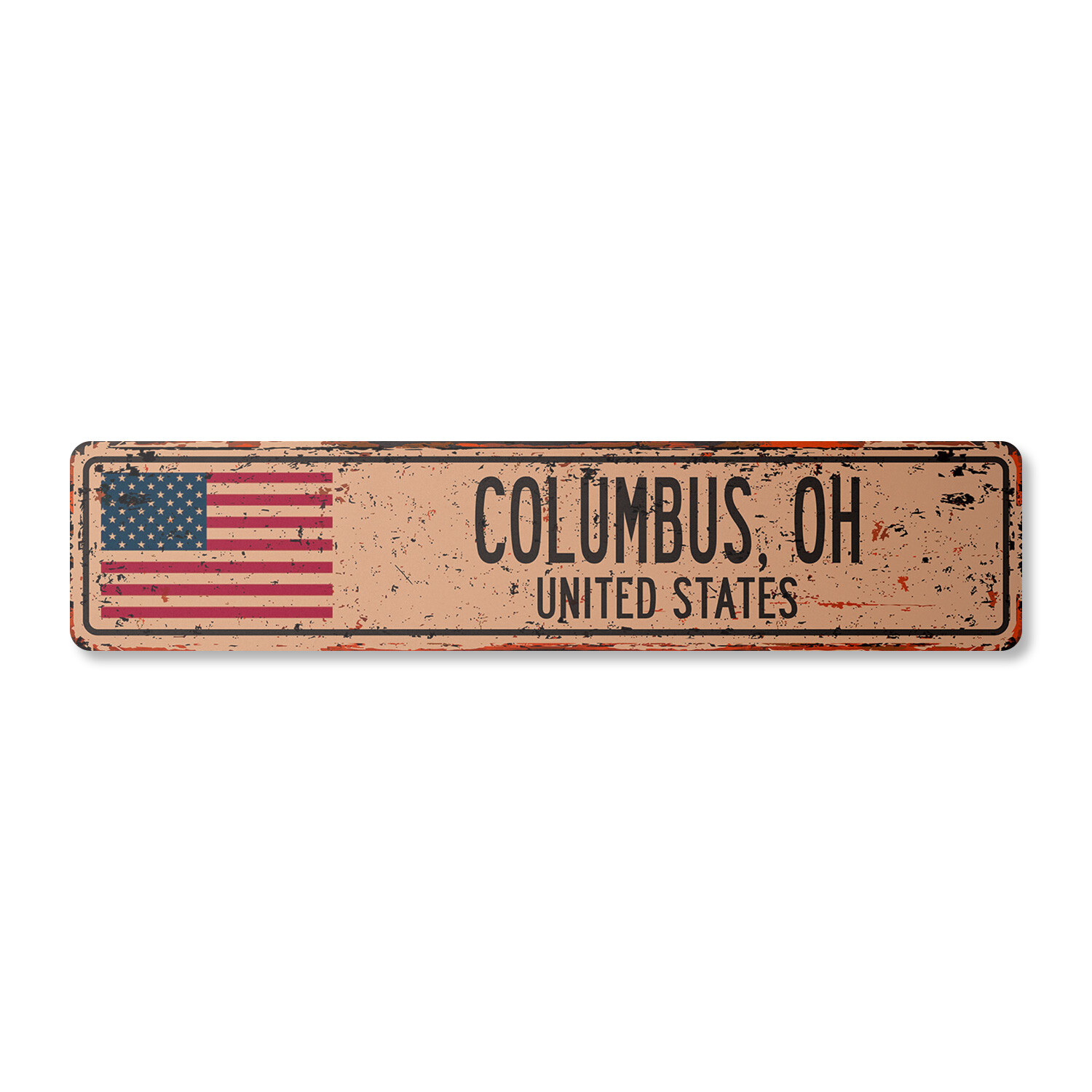 COLUMBUS OH UNITED STATES Vintage Street Sign American flag city country rustic