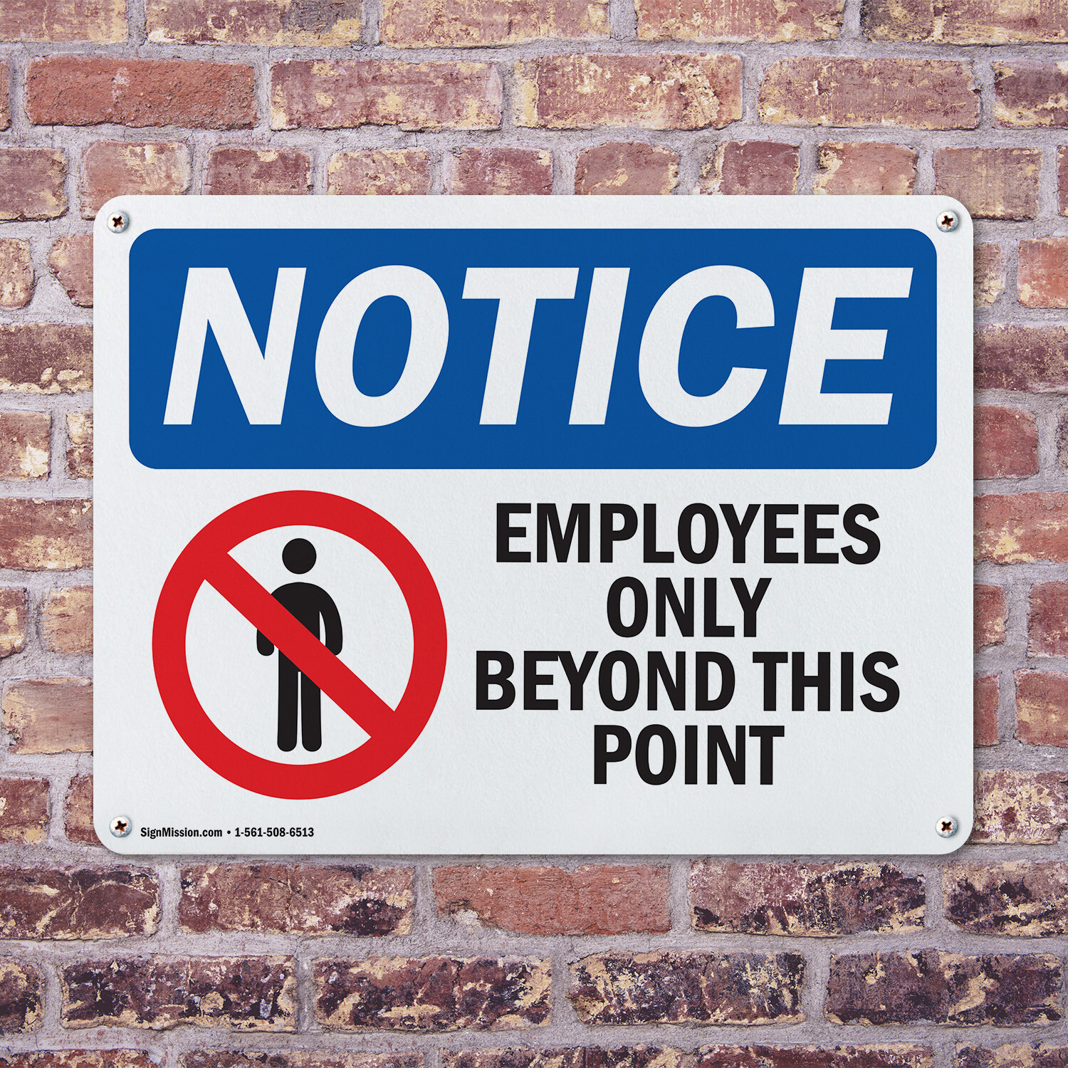 (2 Pack) Employees Only Beyond This Point OSHA Notice Sign Decal Metal Plastic