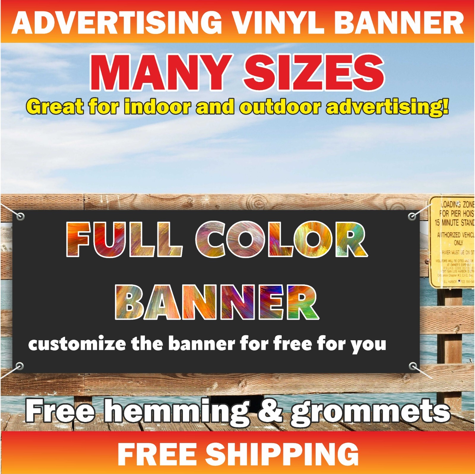 Custom Vinyl Mesh Banner Sign, Full Color – Free Design, For outdoor indoor use