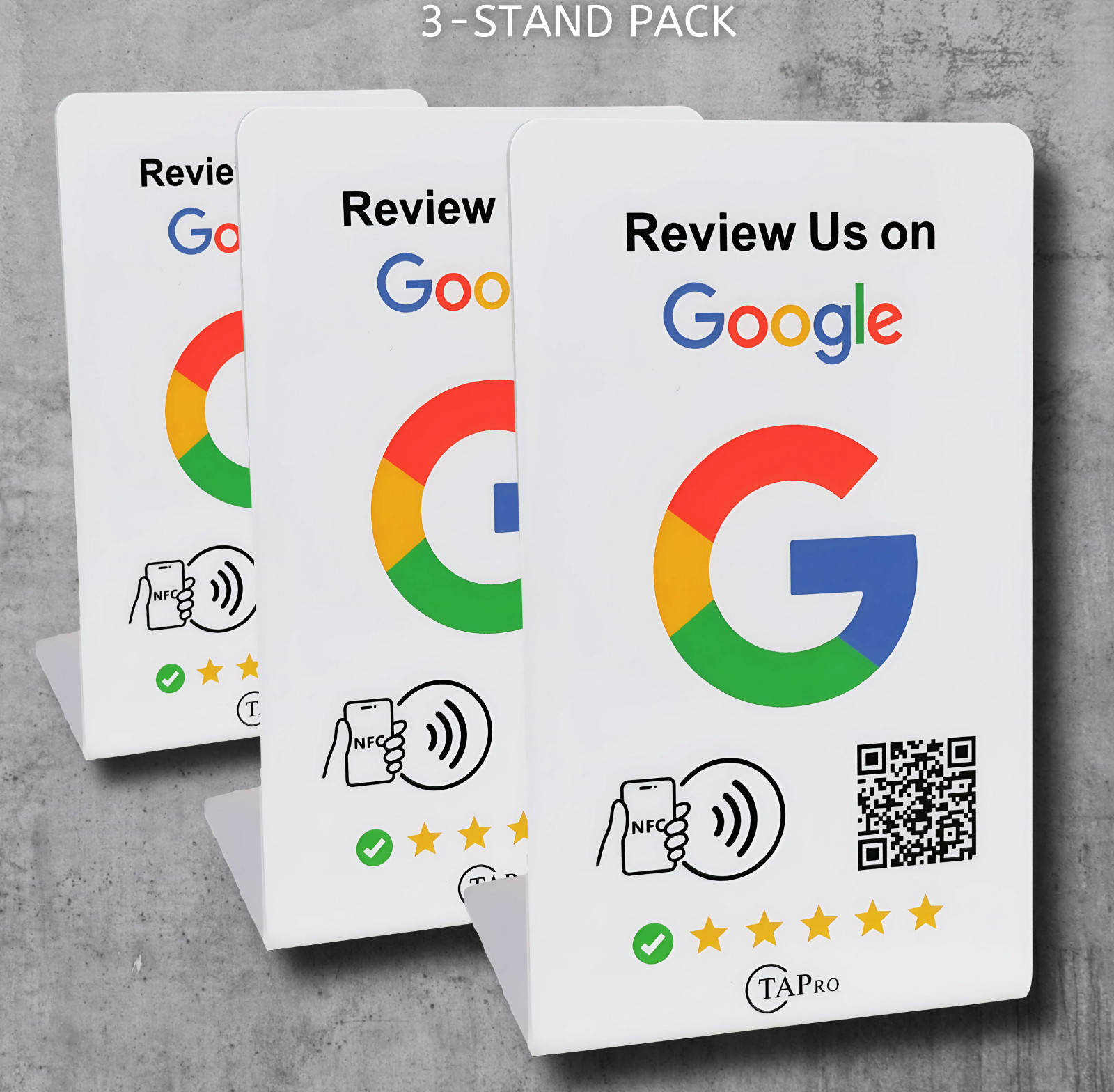TAPro Google Review Stands -Tap Feedback Booster Product ( 3-Pack- White)