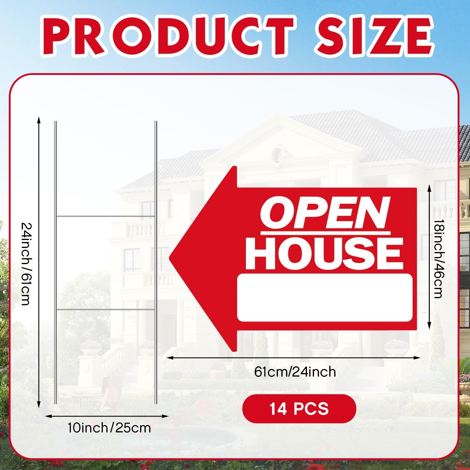 14 Pcs Open House Signs Double-Sided 18×24 Inch Arrow Directional Yard Signs