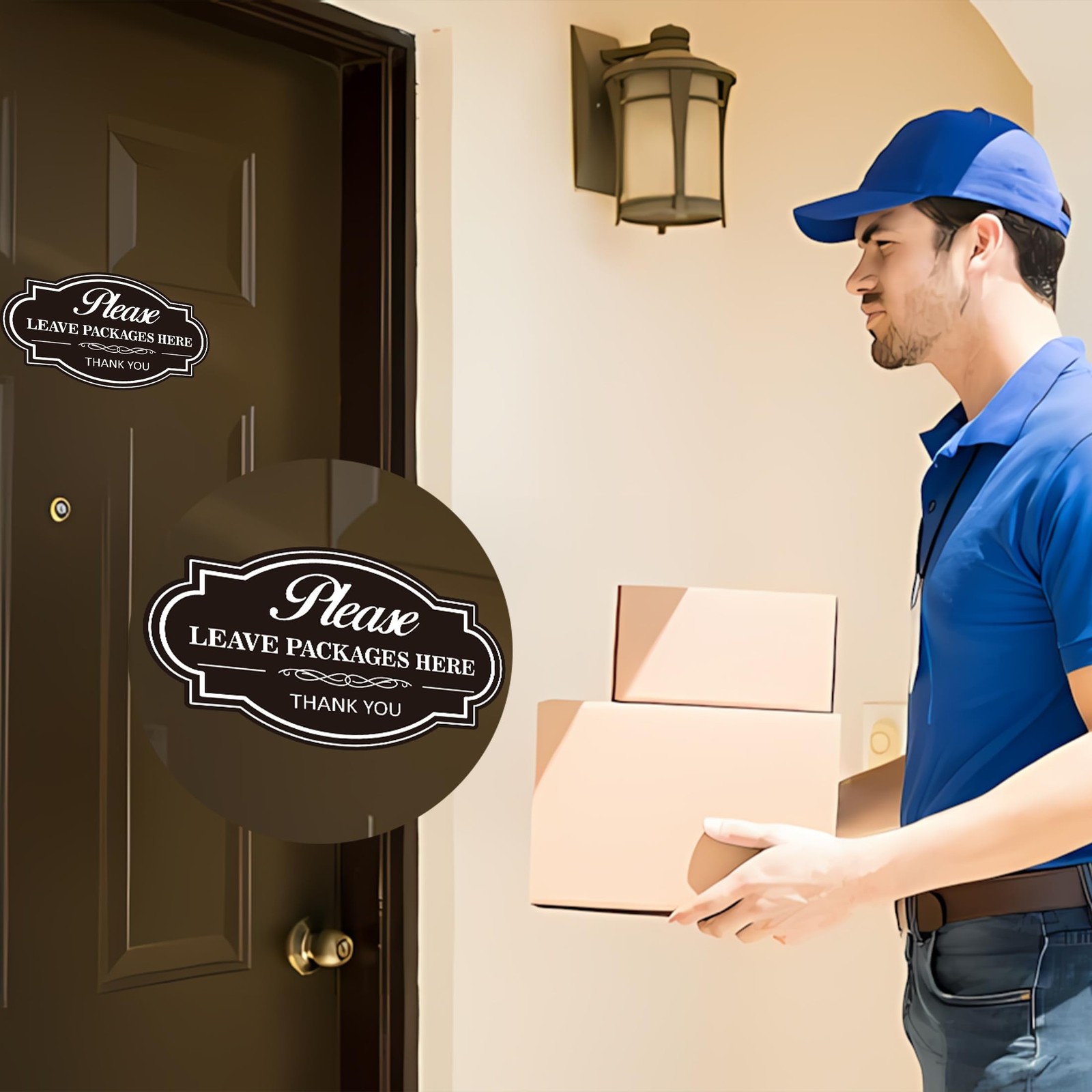 Please Leave Packages and Deliveries Here Sign，Self-Adhesive Waterproof V