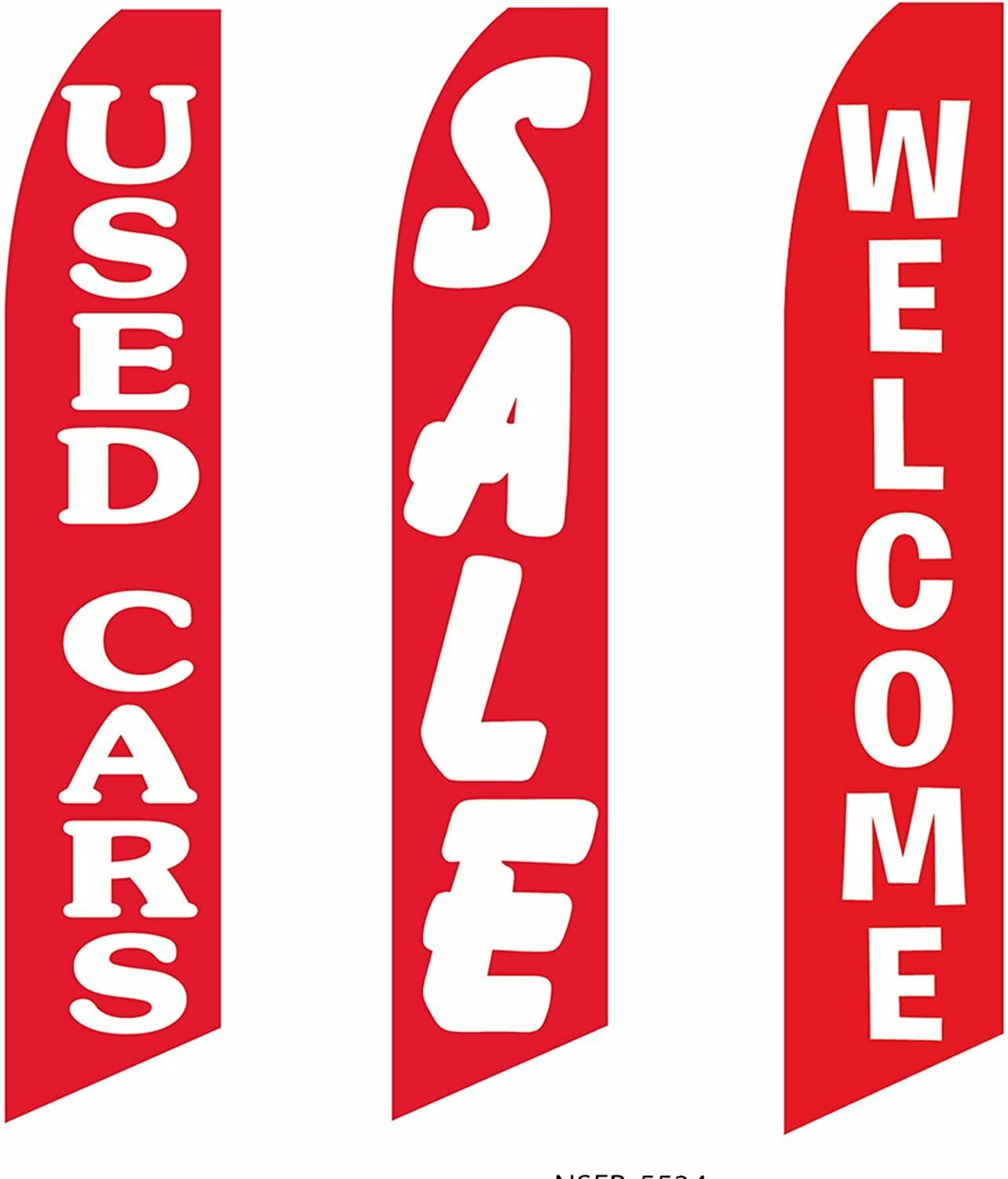 Three Swooper Flag Combo Used Cars Sale Welcome Red White Yellow