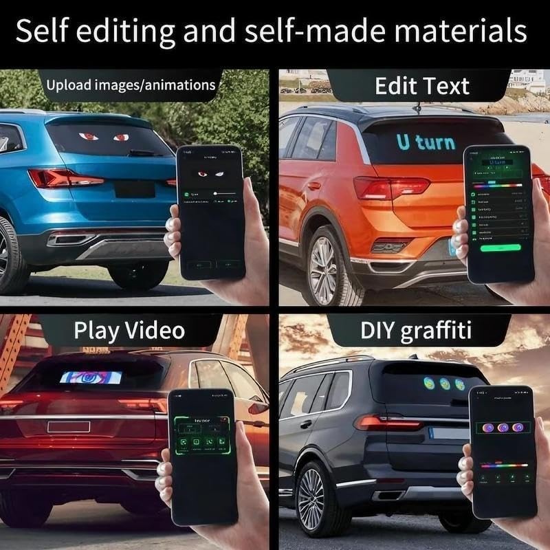 Customizable LED Car Sign with Bluetooth Control – 14.6” x 3.6” Flexibility