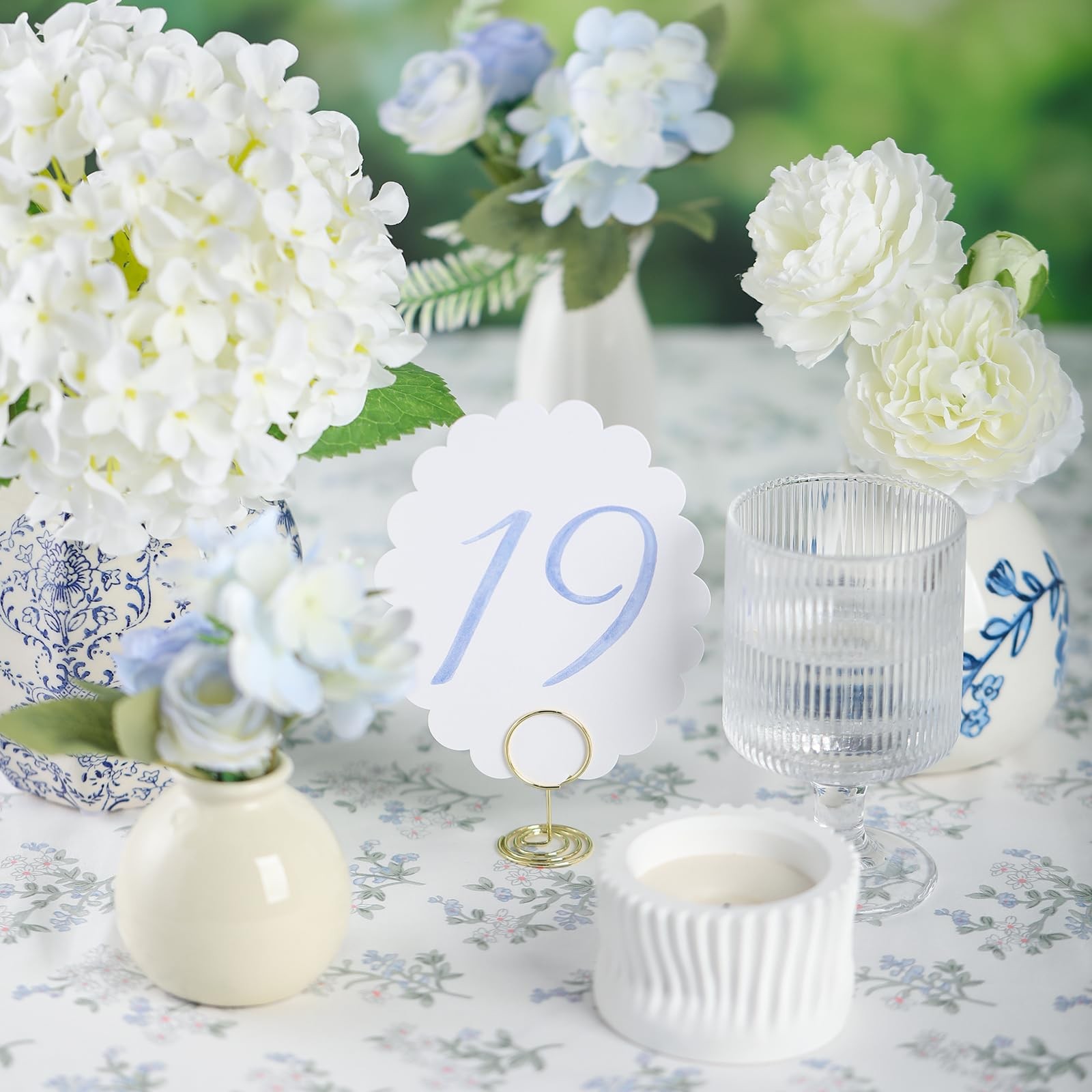 Scalloped Blue Wedding Table Numbers 120 Reception Event Signs Gold Holders