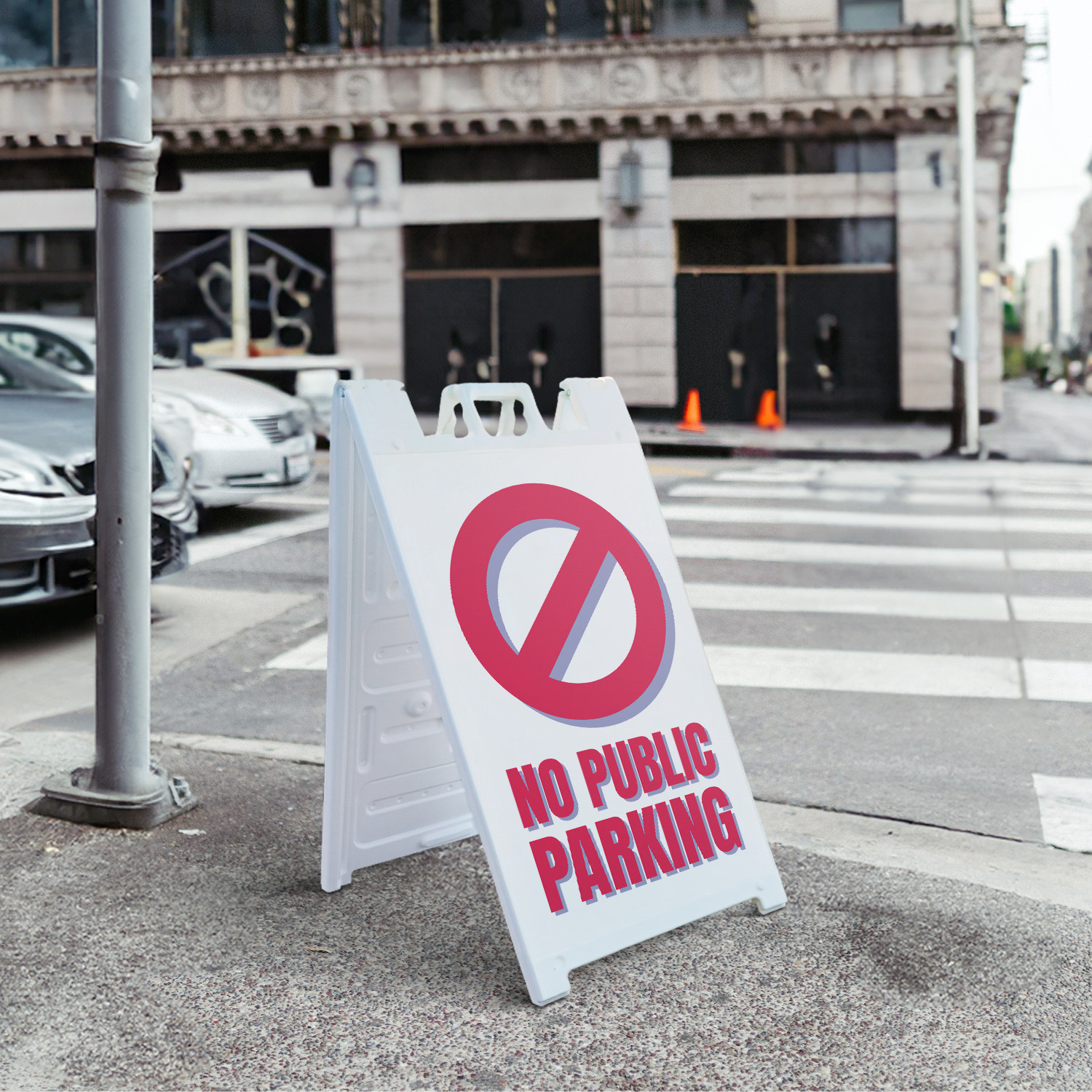 No Public Parking Heavy Duty A-Frame Sidewalk Sign Property Management Clear