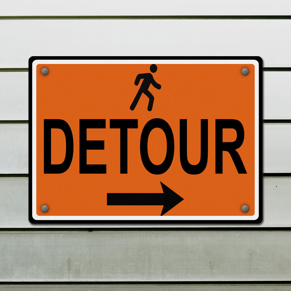Horizontal Metal Sign Right Arrow Pedestrian Detour Traffic Temporary Warning