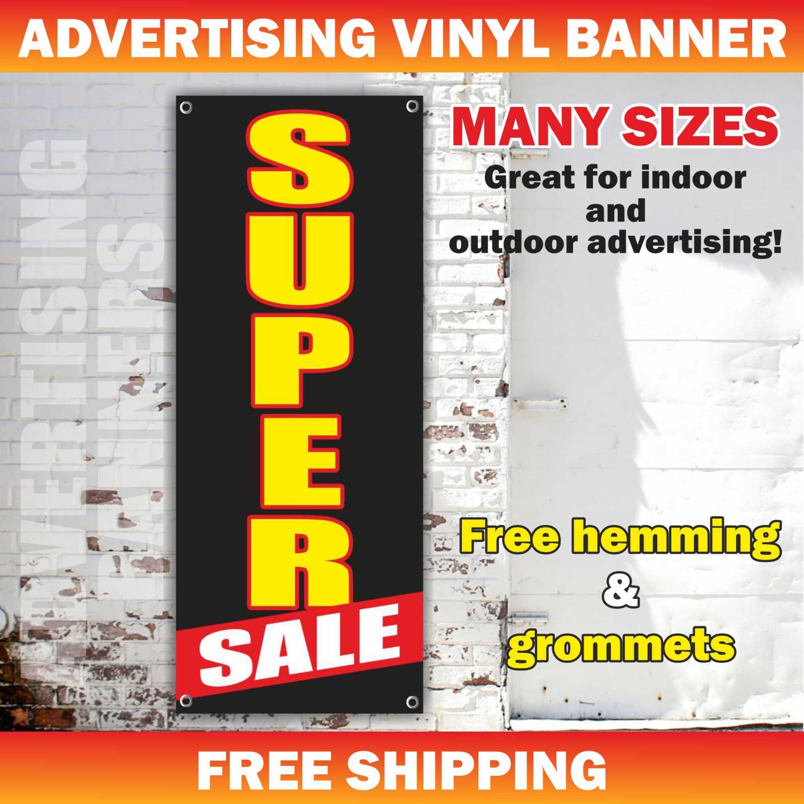 SUPER SALE Advertising Banner Vinyl Mesh Sign Clearance Retail Shop Discount