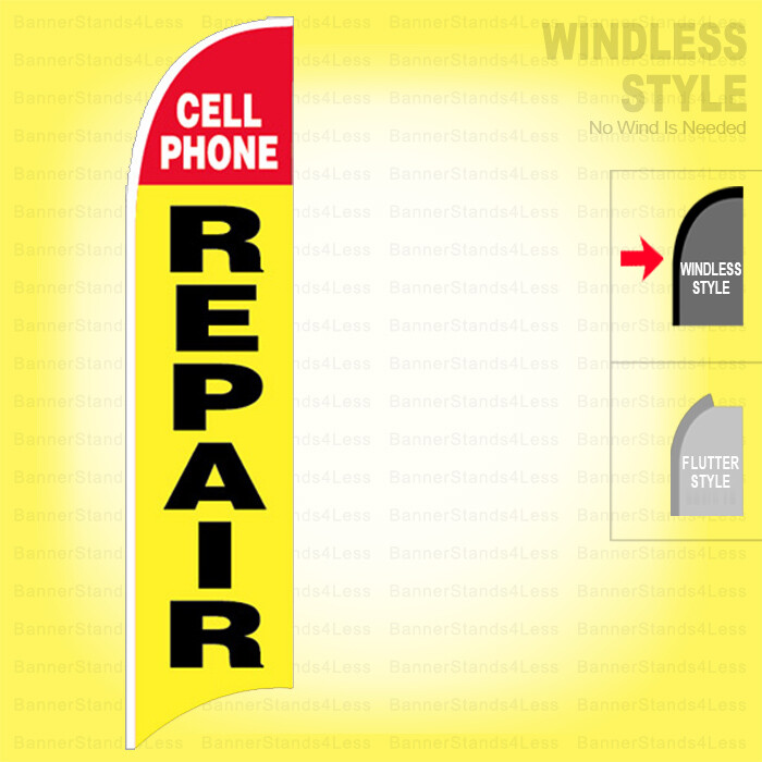 CELL PHONE REPAIR – Windless Swooper Flag 2.5×11.5 ft Feather Banner Sign yb
