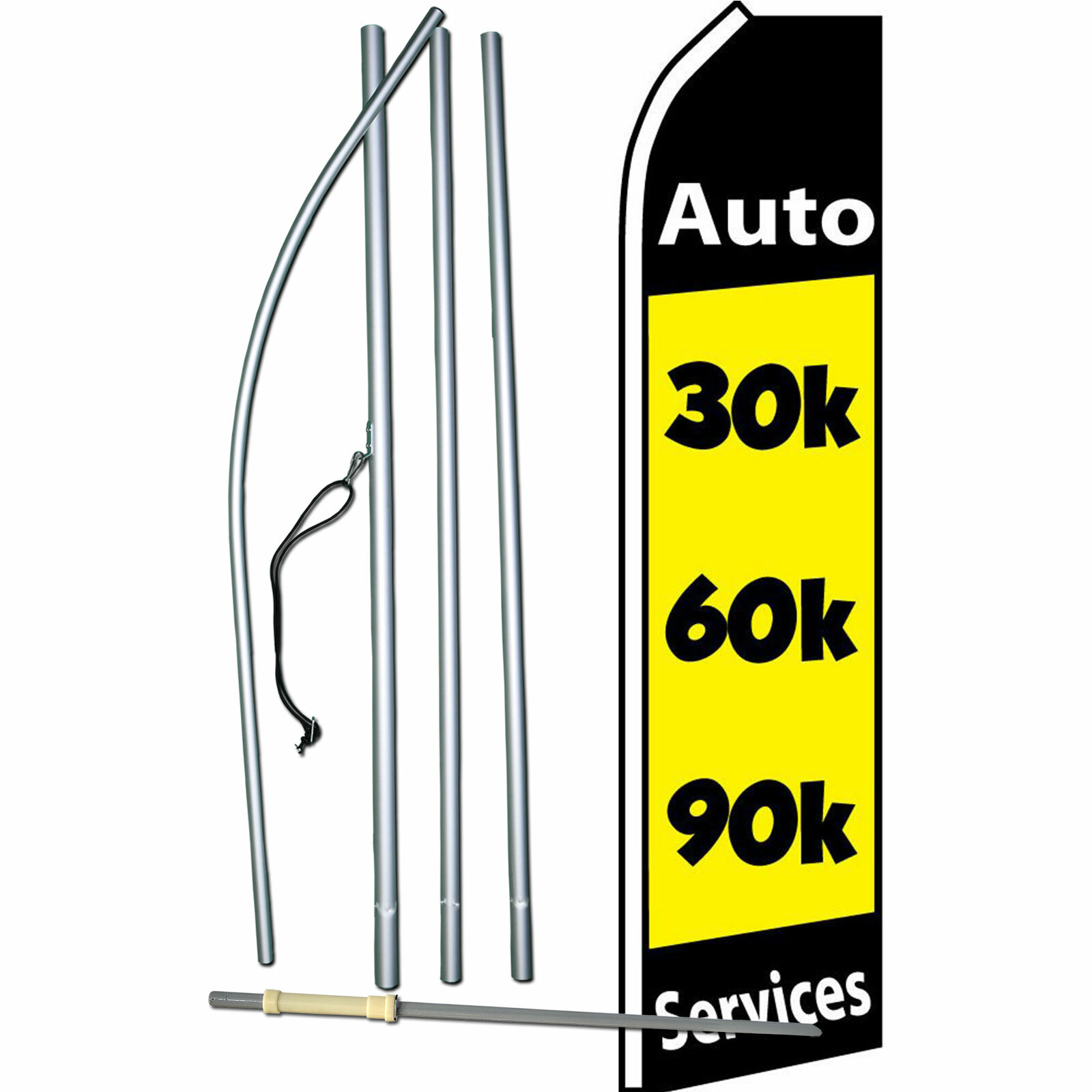 Auto Services Flag Flutter Feather Banner Swooper Bundle Kit COMPLETE