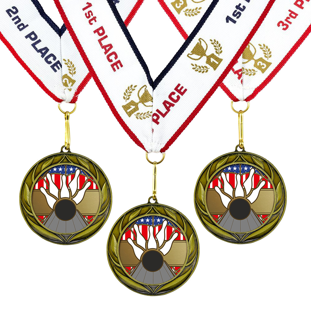 All Quality Bowling Wreath Design Medal – 1st, 2nd, 3rd Place
