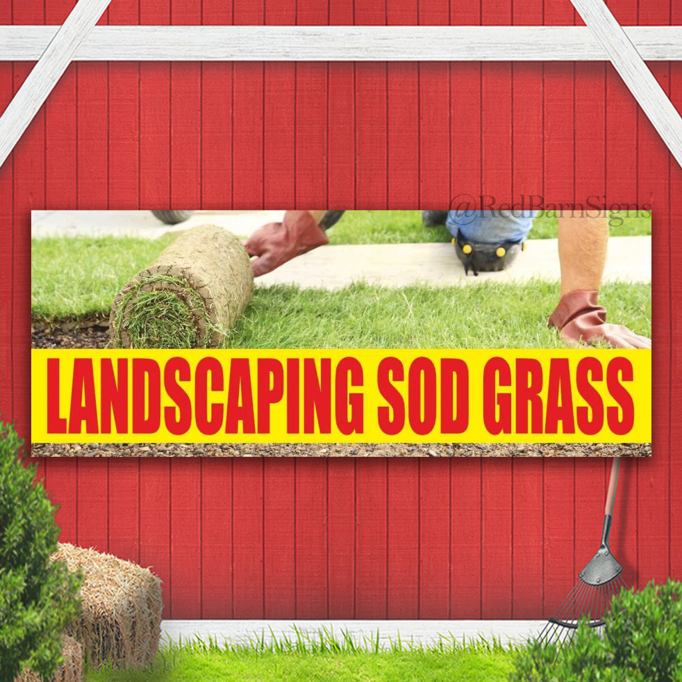 LANDSCAPING SOD GRASS mulch tops Indoor Outdoor Banner Sign with grommets