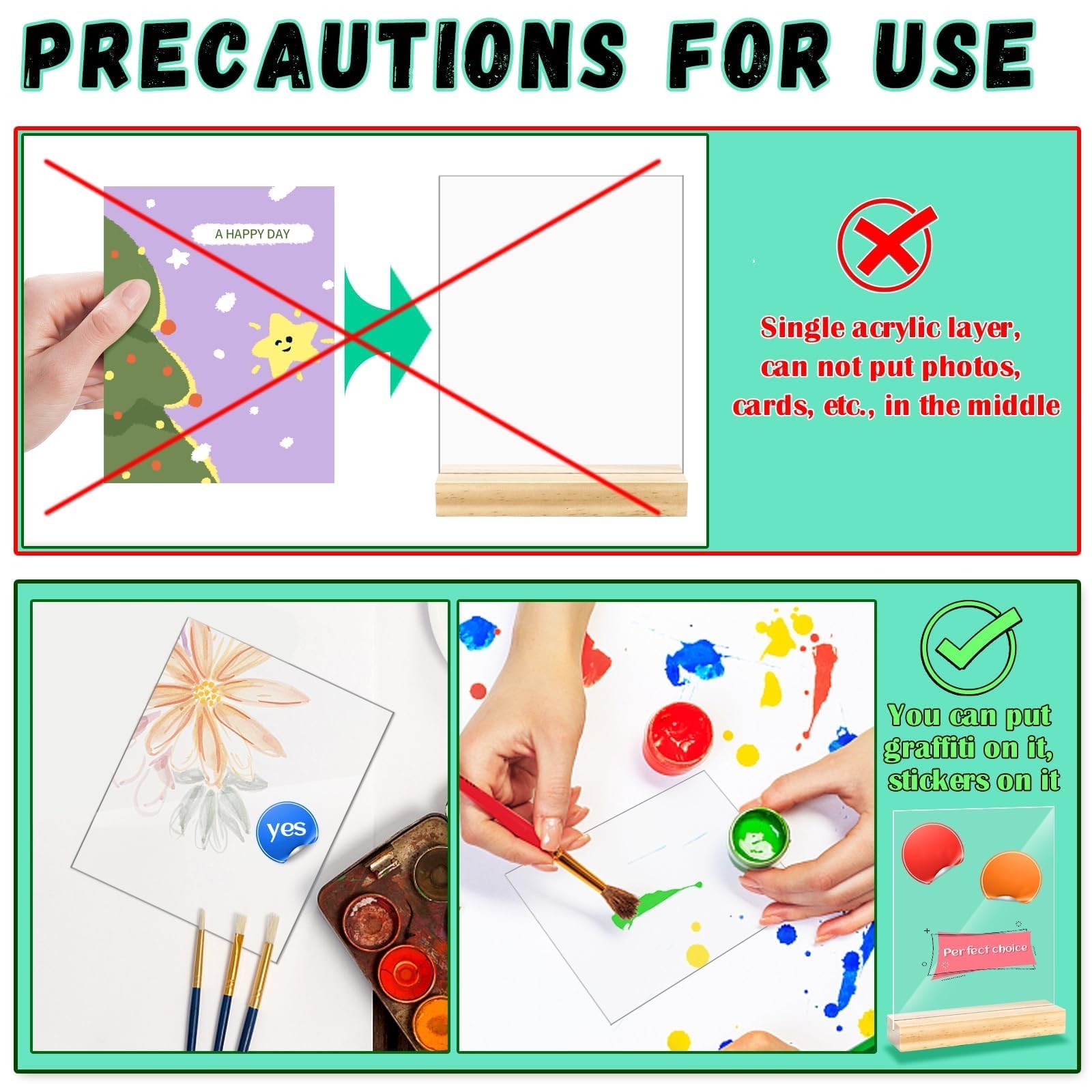8 Pack 5 x 7 Inch Blank Clear Acrylic Table Displays with Wooden Stands – Ide…