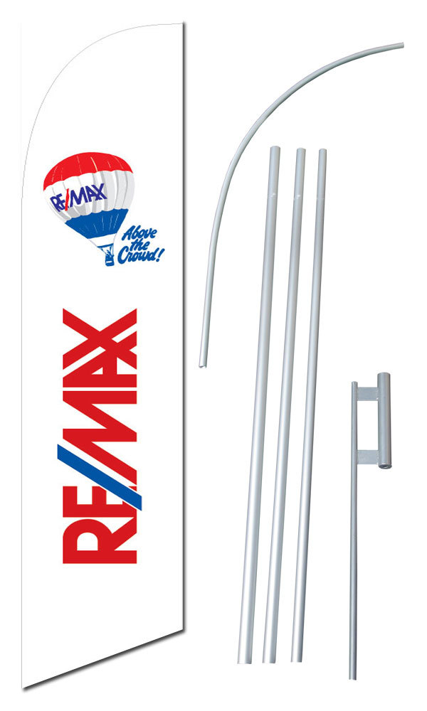 Windless Remax Above The Crowd Blue Red Feather Swooper Banner Flag Kit