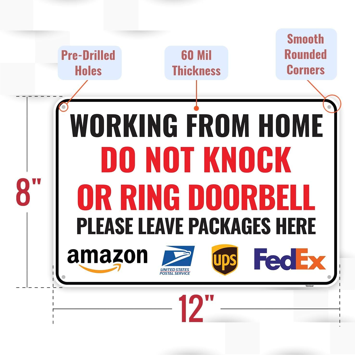 1PC Deliveries Please Ring Doorbell Sign, 12 x 8 Inches – Aluminum – Ring Door B