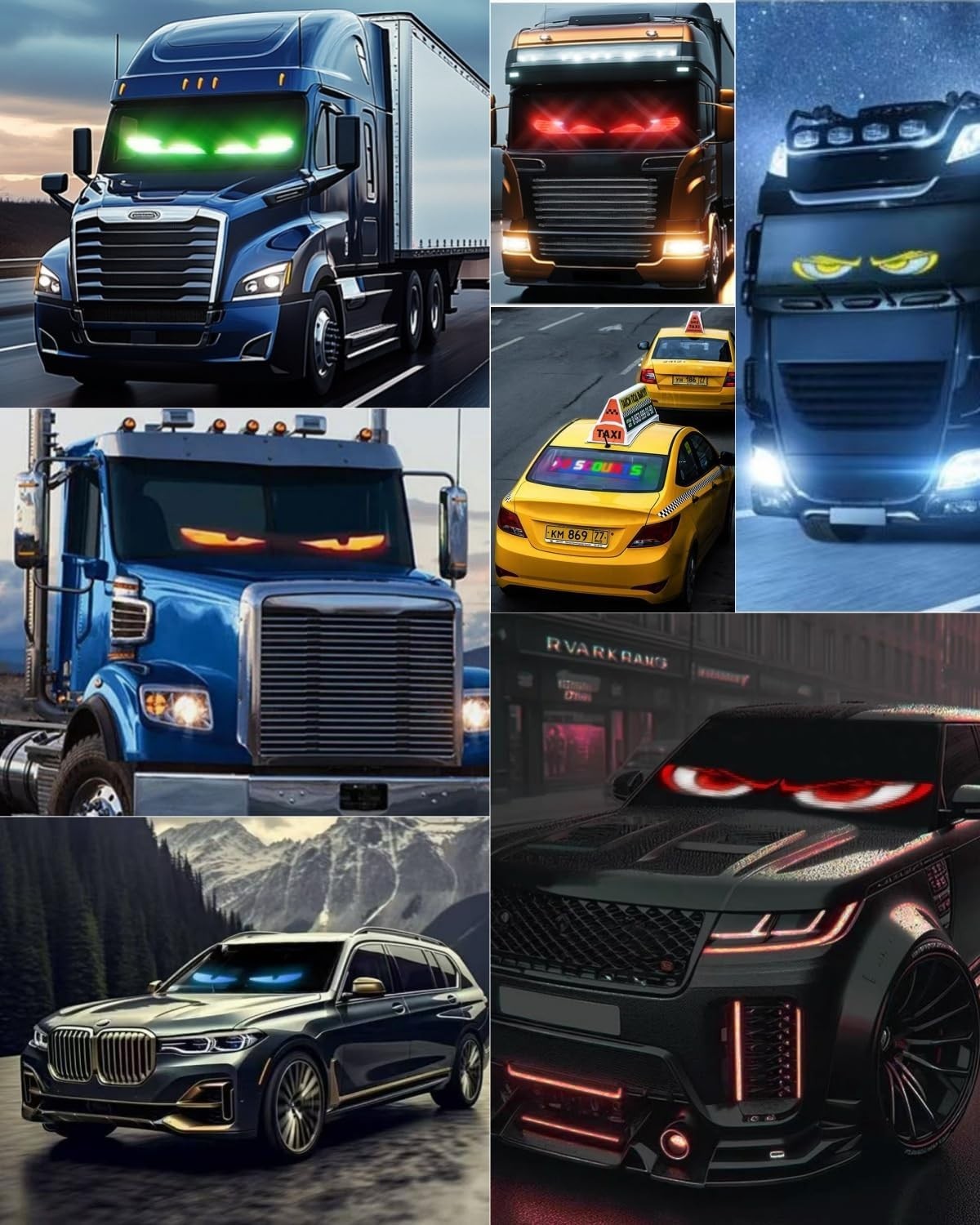 Customizable LED Eyes for Cars & Trucks – Ultra-Thin Dynamic Waterproof Design