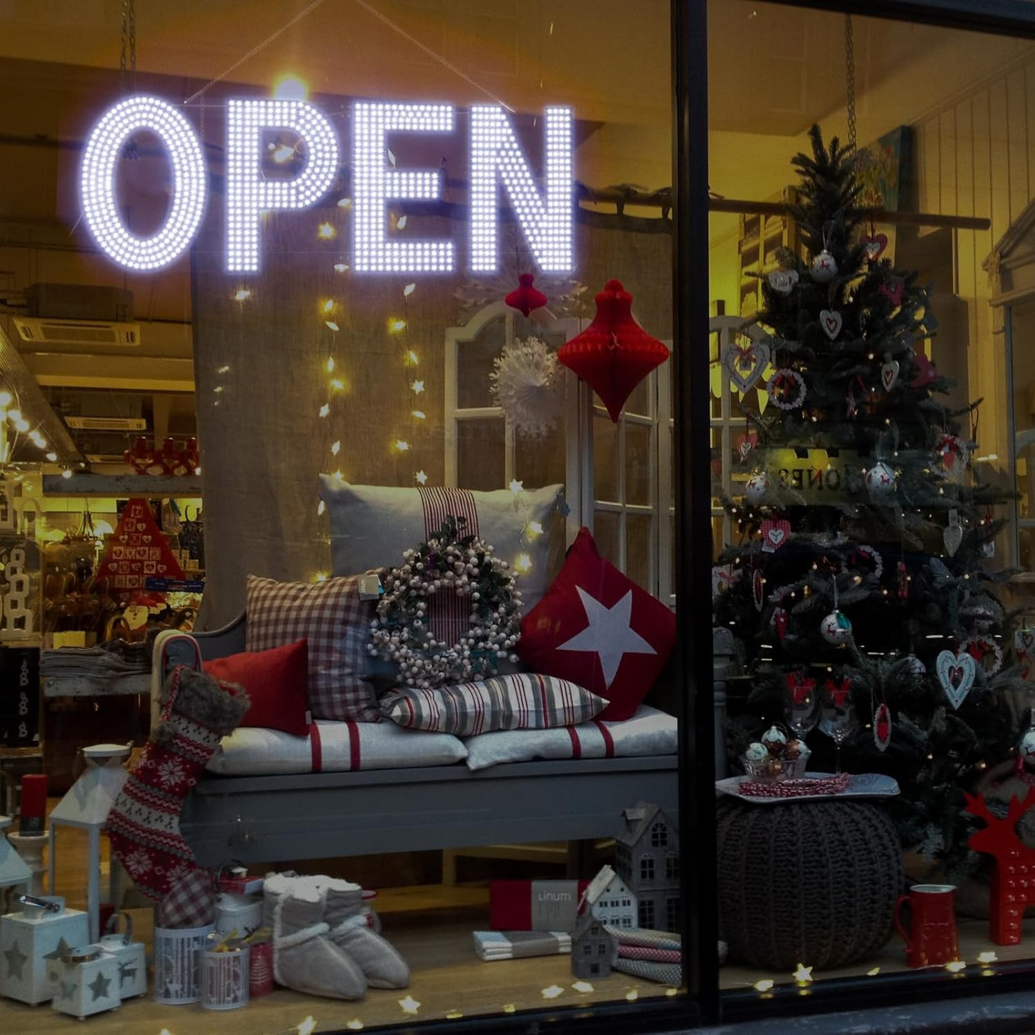 LED Open Signs for Business, 40″X14″ Dimmable Large LED Open Light up Sign with