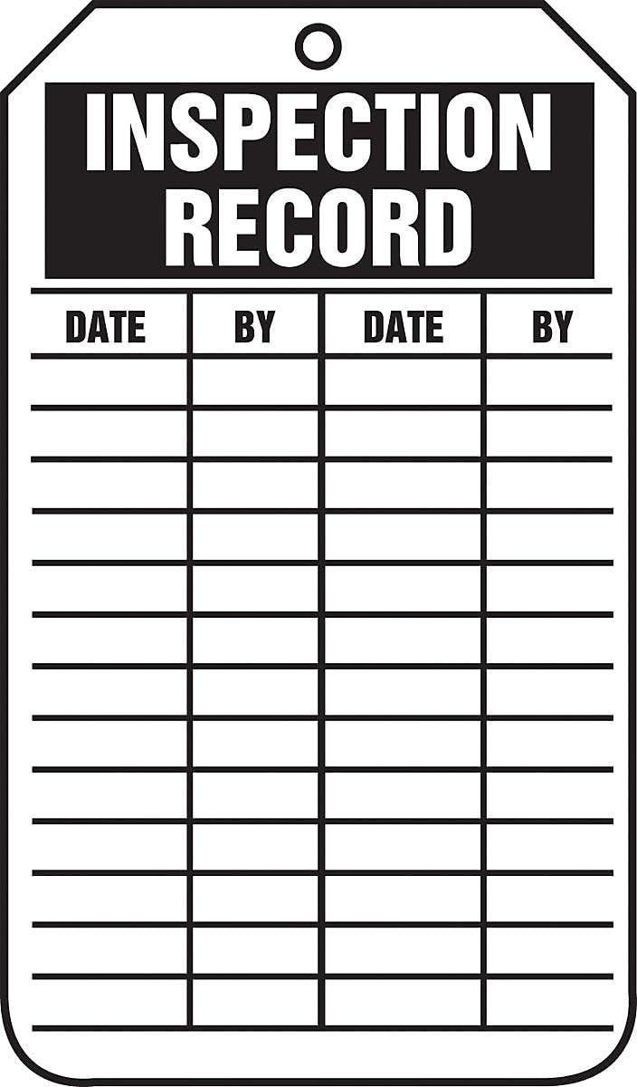 NMC 25 Count Inspection Records Saftey Tag, Inspection Record | PF-Cardstock …