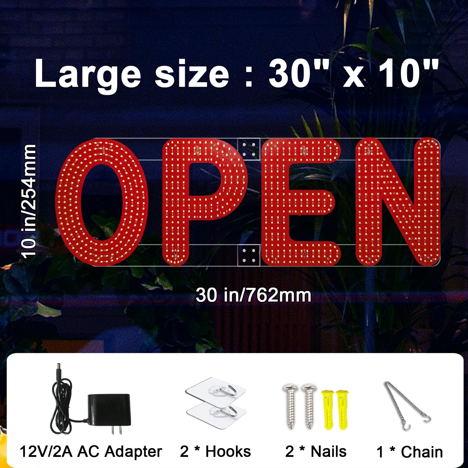 KENFARI 30″x10″ Open Sign, LED Open Sign for Business, Ultra Bright Dimmable …