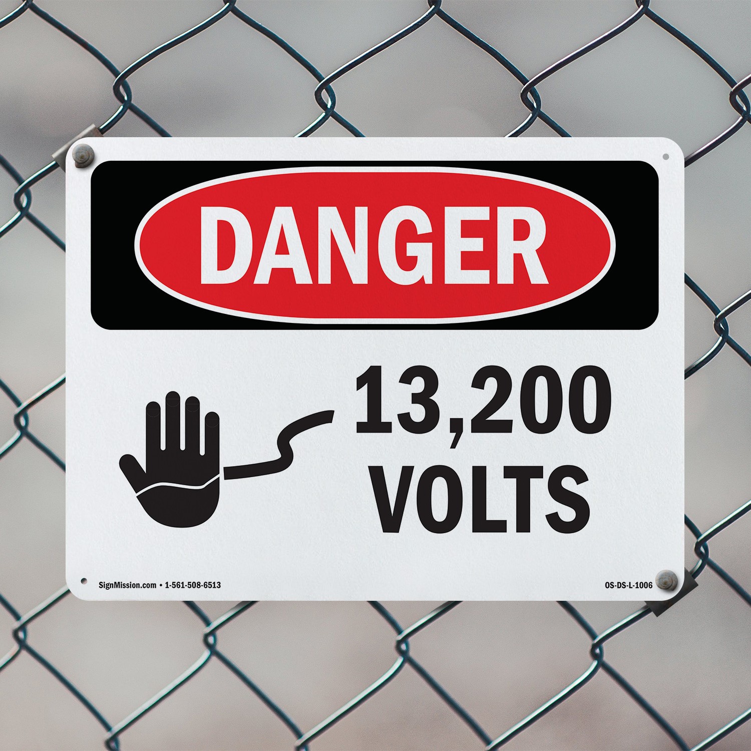 13200 Volts OSHA Danger Sign Metal, Plastic, Or Decal – 5 or 10 Pack