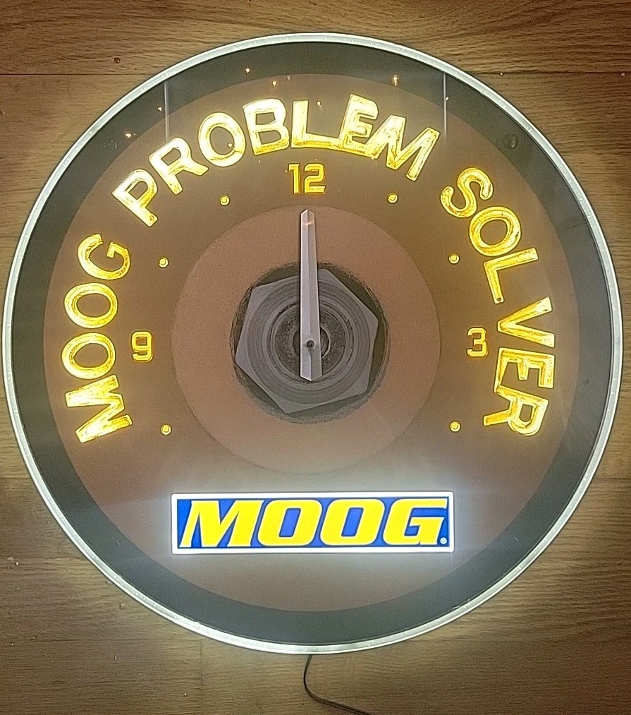Moog LED Clock Sign Clock Tested Lights Up ..needs Plug. See Description