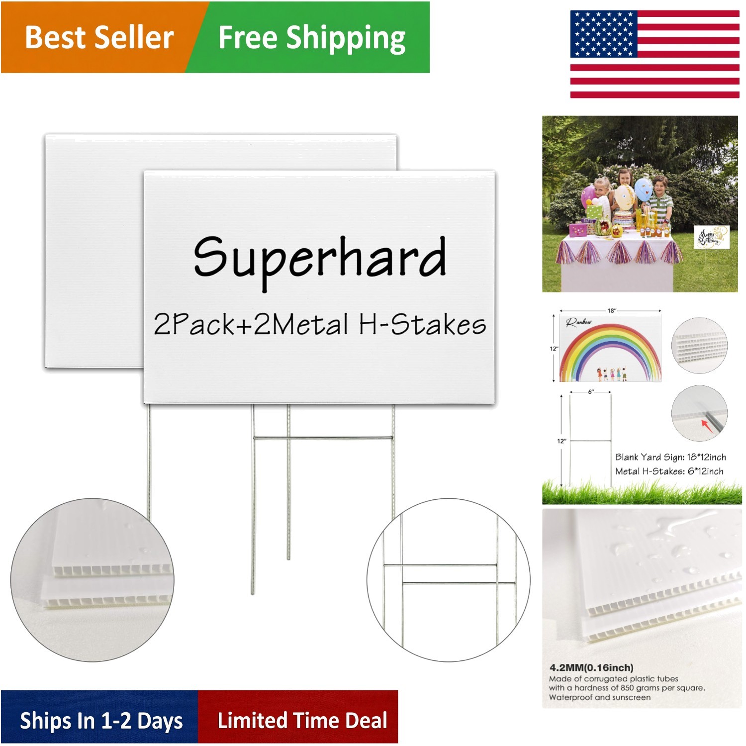 Versatile 2-Pack White Yard Signs – 18×12 Inches for DIY Decor & Announcements