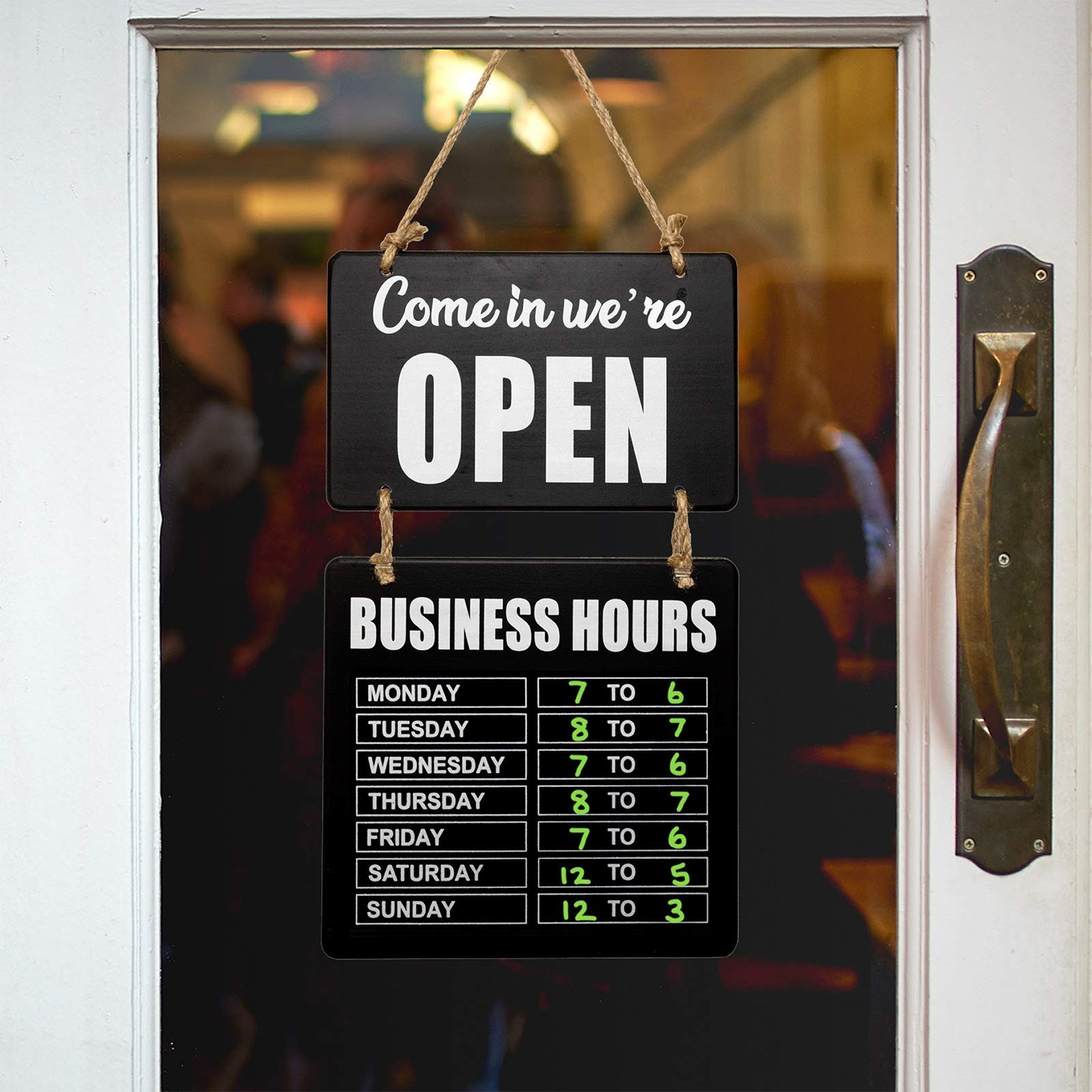 Excello Global Products Business Hours Hanging Chalkboard Black Welcome Chalk…