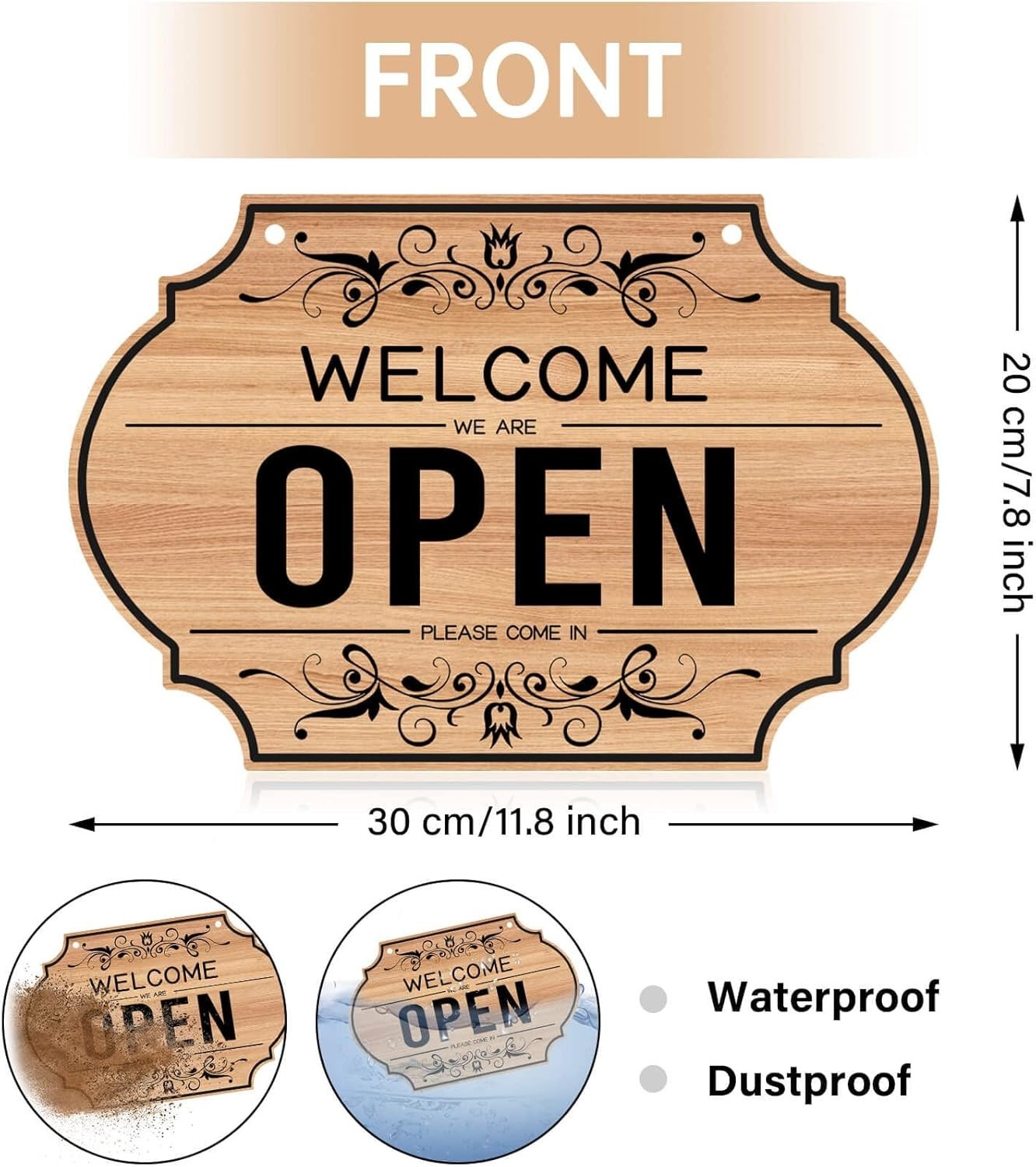 Open Signs Double Sided Open Closed Sign Business Hours Hanging with Rope NEW