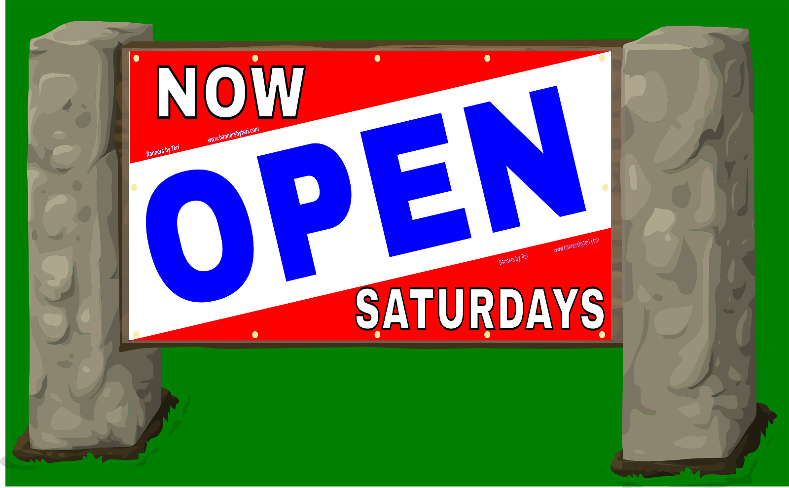 NOW OPEN SATURDAYS – Vinyl Banner Signs – Fast Shipping – USA MADE -HIGH QUALITY