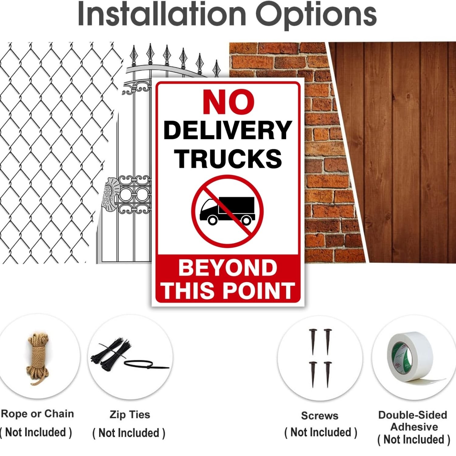 No Delivery Trucks Beyond This Point Sign, 12 x 8 Inches, 120 Mil Plastic, U…