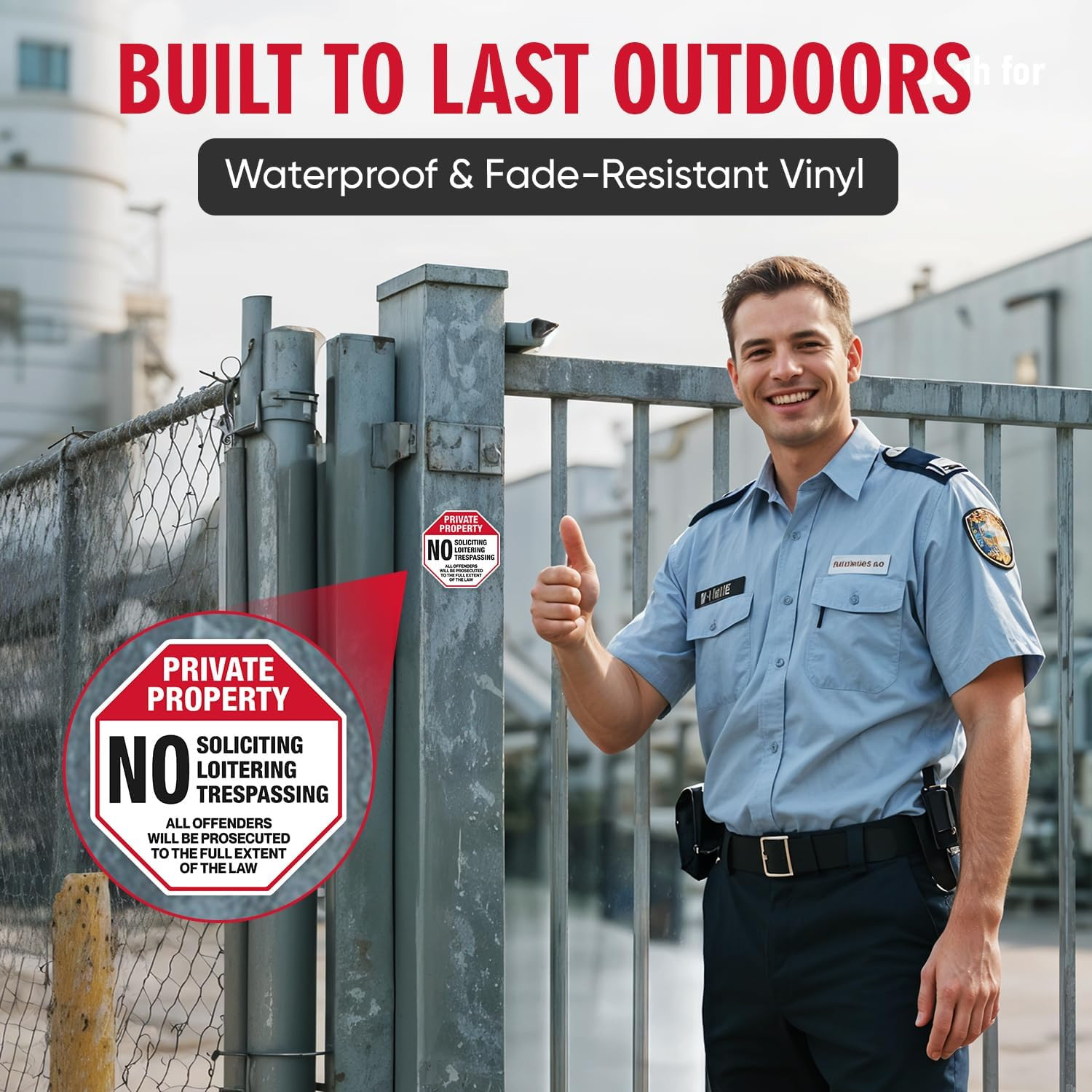 | (4 Pcs) Private Property No Trespassing Stickers – Two Sizes 4″x4″ & Two 2.75″