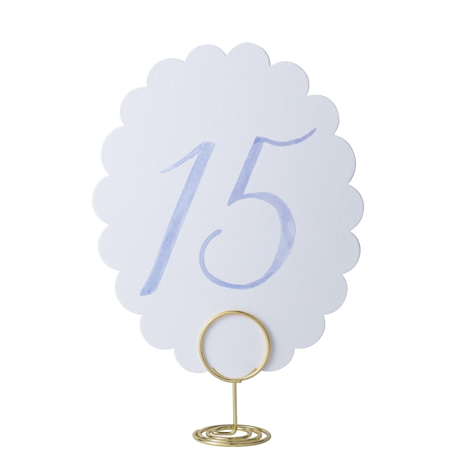 Scalloped Blue Wedding Table Numbers 120 Reception Event Signs Gold Holders