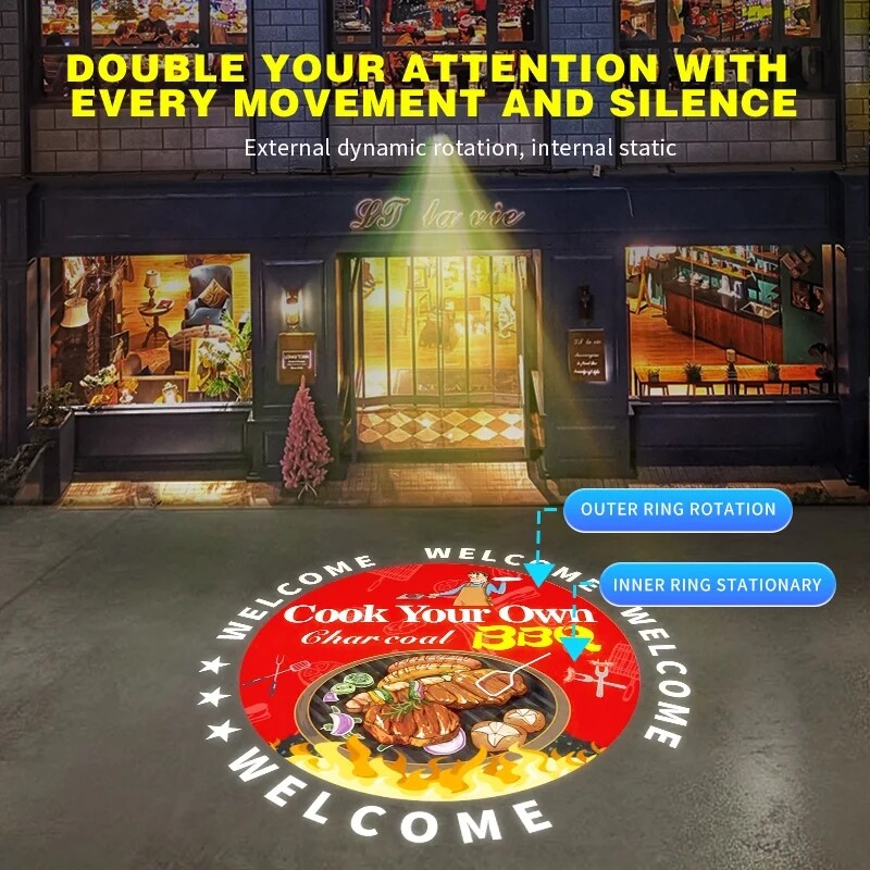 25W-110W Rotate + Static Wateproof LED Logo GOBO Porjector Light Custom Image AD