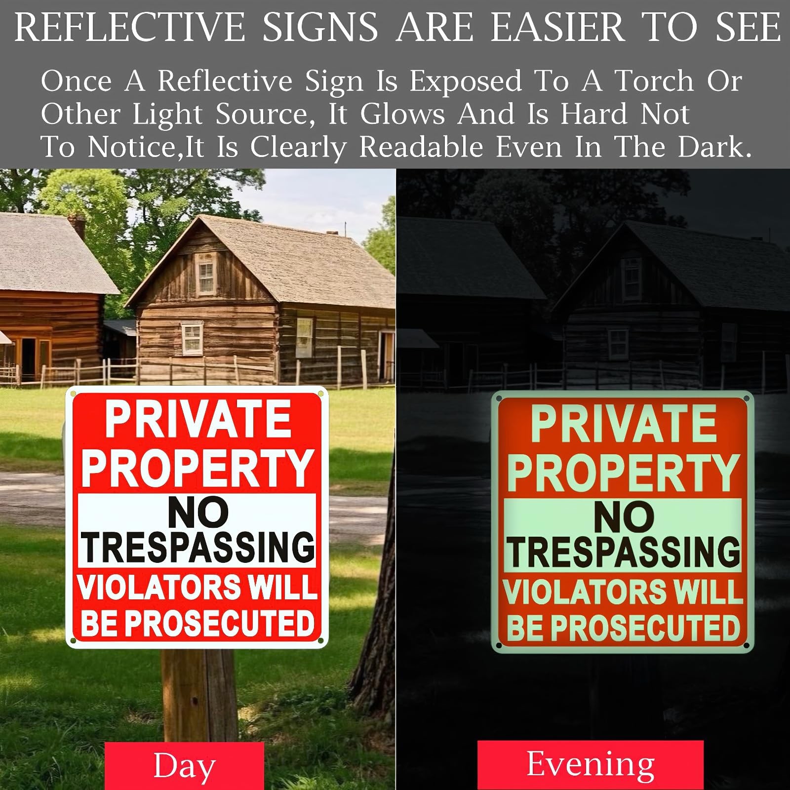 4 Pack No Trespassing Signs Private Property, 9.5 x 9.5 Inch Aluminum Sign