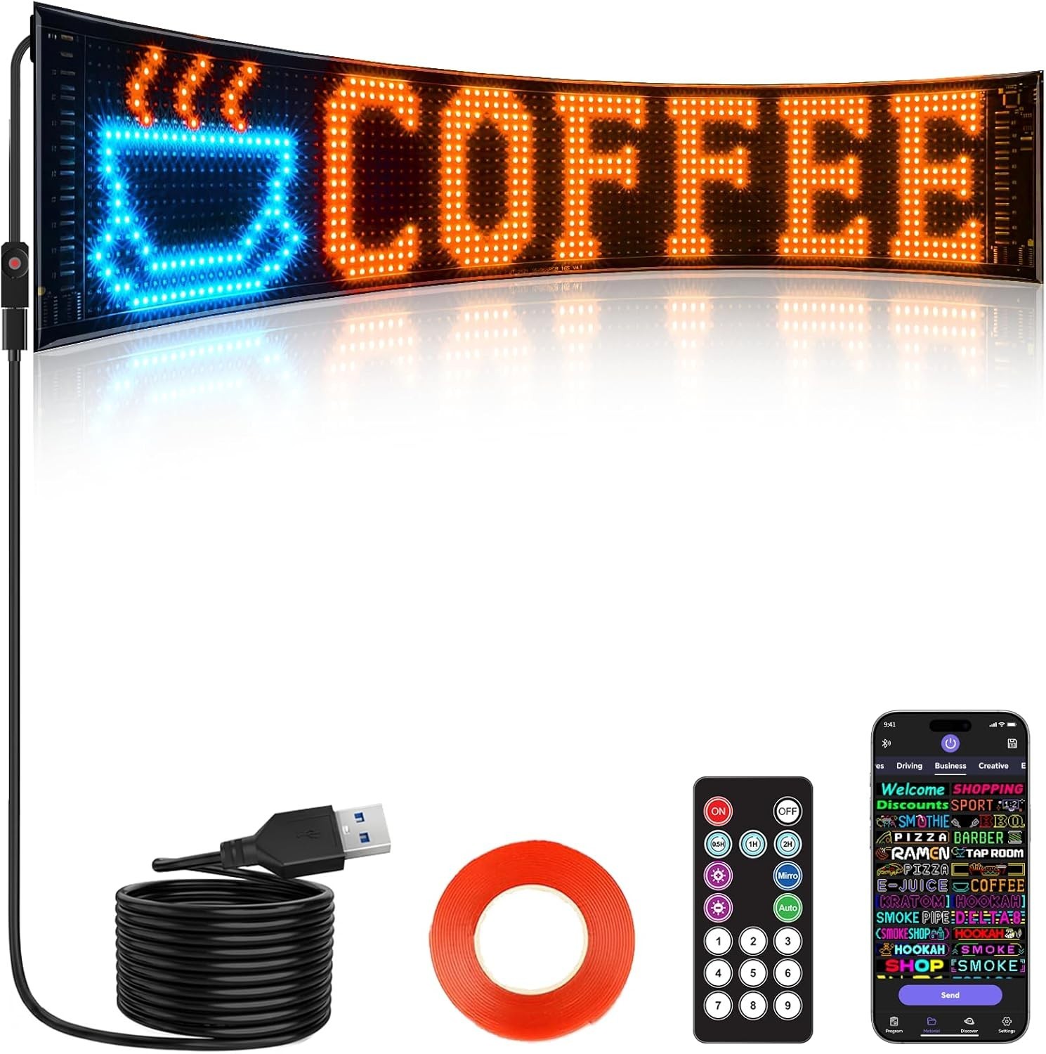 Bright Multiple Programmable LED Sign, 23”x5” Full Color Scrolling LED Sign…