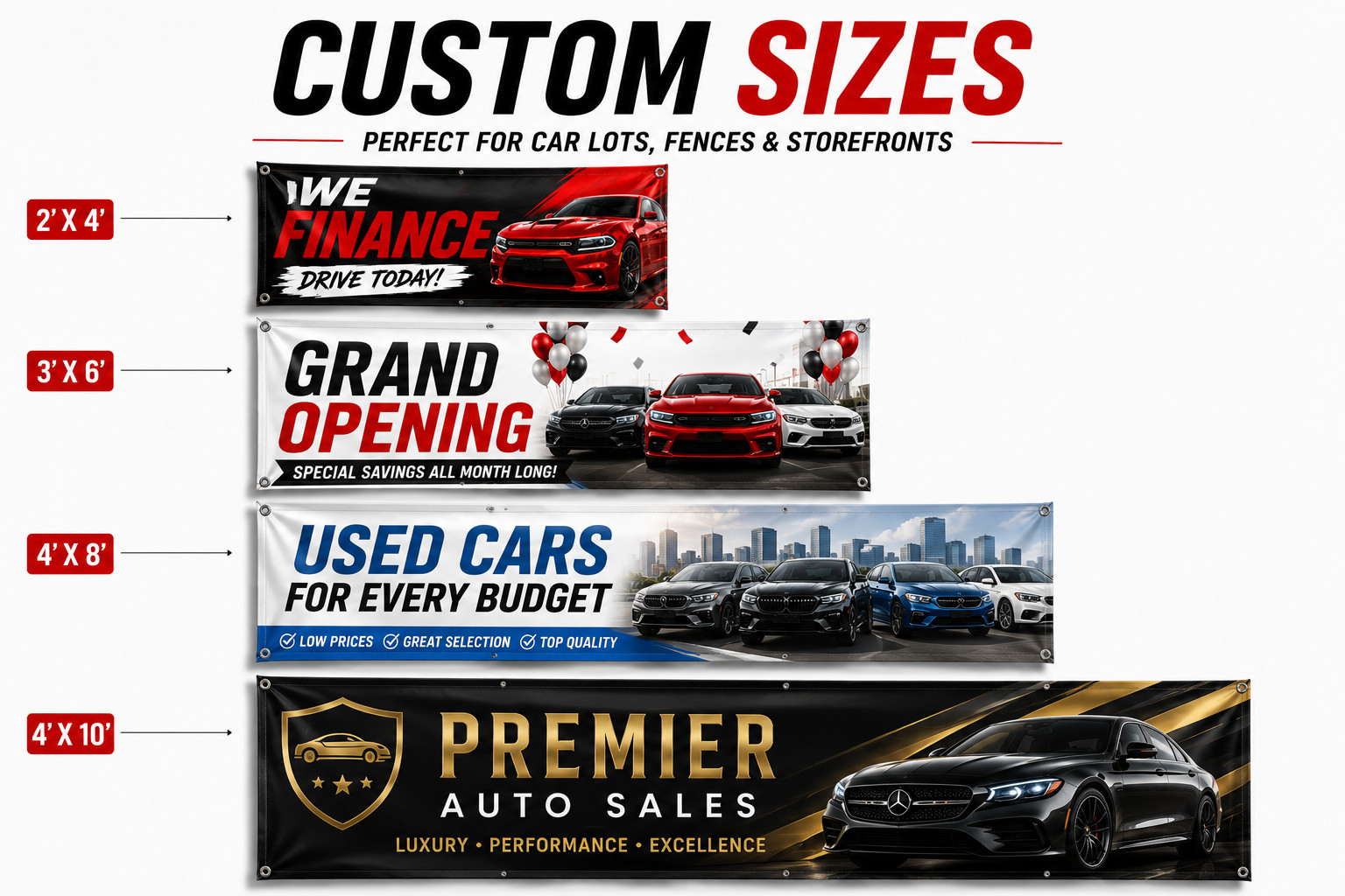 Custom Car Dealership Banner Vinyl Waterproof 13oz Heavy Duty Fast Ship