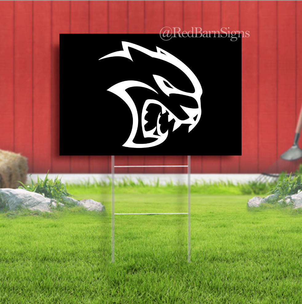 Hellcat Indoor Outdoor Yard Sign with metal stakes