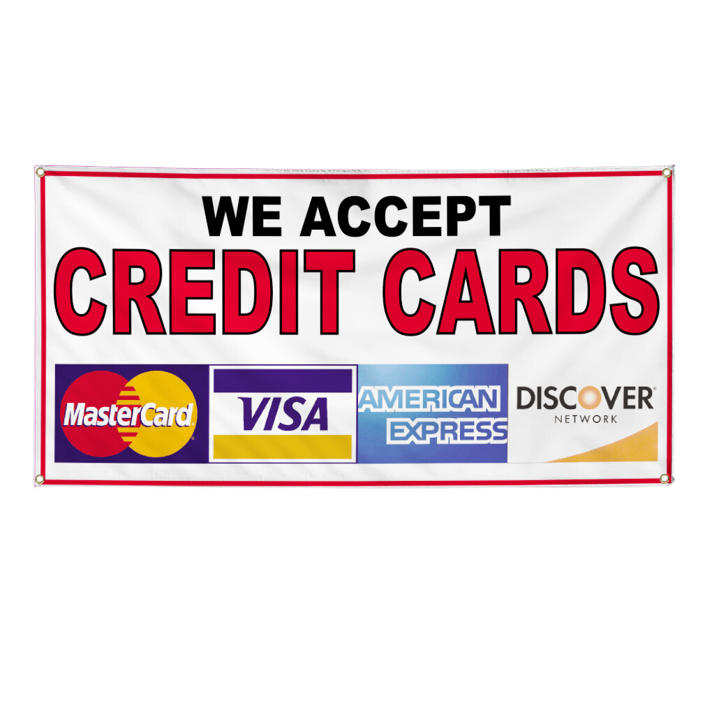 Vinyl Banner Multiple Sizes We Accept Credit Cards Restaurant Cafe Bar A Outdoor