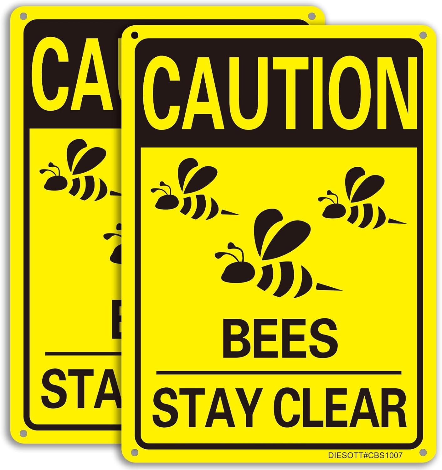 2 Pack Caution- Bees Stay Clear Signs, 10X7 Inches Aluminum Sign, Fade Resistant