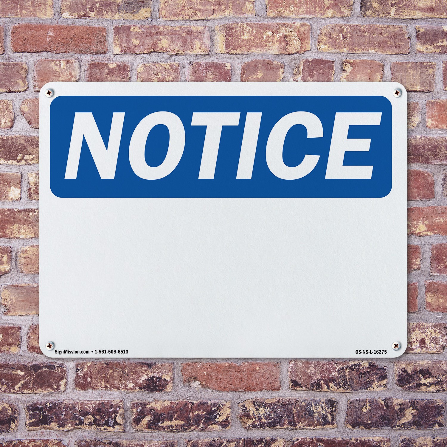 Blank Write OSHA Notice Sign Metal, Plastic, Or Decal – 5 or 10 Pack